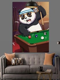 Resim Bilardo Masası Panda Dekoratif Kanvas - Mdf Ahşap Tablo 