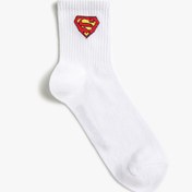 Resim Erkek Superman Lisanslı Baskılı Çorap 
