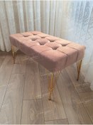 Resim Modern Dilim Puf Ayakucu Puf Gold Metal Ayak 90 45 Vizon 