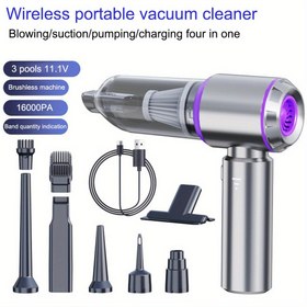 Resim Yüksek emişli kablosuz el tipi vakum temizleyici - fırçasız motor, taşınabilir, 3 hücreli 2000mAh şarj edilebilir lityum pil - ev ve araba temizliği, evcil hayvan tüyü, toz ve kalıntılar için ideal 