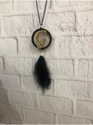 Resim Stoneda '' G '' Harfi Araç Dikiz Ayna Süsü 6cm Çağında Tüylü Siyah (mdf) Ahşap Üzeri Gold Pleksi Harf 