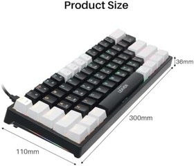Resim CetKing Leaven K620 Type-C Kablolu Klavye LED Rgb 61 Tuşlu Rgb Mekanik Oyuncu Işıklı Klavye Ergonomik Tasarım Bilgisayar Pc Için Gaming Keyboard Beyaz Renk Kırmızı Switch 
