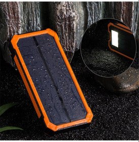 Resim Geeksen 20000 Mah Turuncu Güneş Enerjili Power Bank: Çift Usb, Led Fenerli, Dış Mekanlar İçin Dayanıklı Taşınabilir Şarj Cihazı 