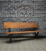Resim deryawood Raweyn Masif Ağaç Arkalıklı Bank X Ayak-natürel-120cm 