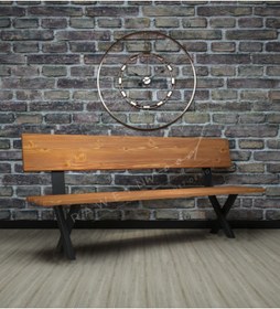 Resim deryawood Raweyn Masif Ağaç Arkalıklı Bank X Ayak-natürel-120cm 