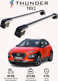 Resim Hyundaı Kona 2017-sonrası Trx2 Thunder Carrier Kilitli Ara Atkı Taşıyıcı Tavan Barı Gri 