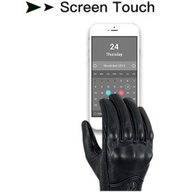 Resim Jokmae Küçükbaş Deri Motosiklet Eldiveni - Dokunmatik Ekran, Rüzgar/su Geçirmez, Kış Isıtmalı, Spor Outdoor Korumalı L Beden 