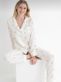 Resim Dofi Kadın Desenli S-XL Pijama Takımı - Ekru - Ekru / LARGE 