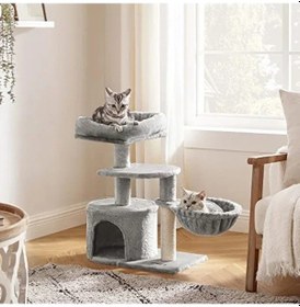 Resim Küçük Kedi Ağacı Tırmalama Direği, 68 Cm Açık Gri Renk 