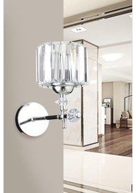 Resim İstanbul Avize Cabo Tekli Gümüş Y-10 Kristal Taşlı Aplik Gümüş 