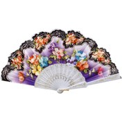 Resim Afillix Concept Beyaz Yaldızlı Çiçek Baskılı Tasarım Yelpaze No:4 