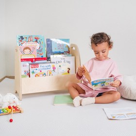 Resim Montessori Taşınabilir Açılı Kitaplık - 65 x 35 x 50 (h) cm - 3 Bölmeli 
