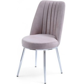 Resim Gold Sandalye - Jerika Krem- Metal Krom Ayak 