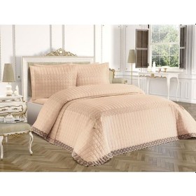 Resim Roza Çift Kişilik Kapitoneli Yatak Örtüsü Bej (541550816) Bej 