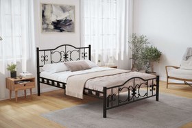 Resim Argimo Pero Çift Kişilik Ferforje Metal Karyola - 150x200 / Siyah 