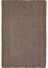 Resim Antique Spt Light Brown - Dört Tarafı Saçaklı Pamuklu Yıkanabilir Kilim Kahverengi 