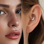 Resim 1 adet 18K Altın Kaplama 316 Paslanmaz Çelik Burun Piercing, 16G Moda Burun Kıkırdak Halkası, Günlük Giyim Aksesuarı, Tüm Mevsim Aksesuar 