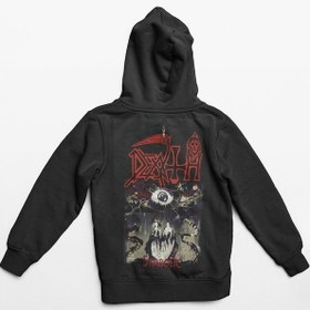 Resim Death Symbolic Hoodie Fermuarlı Kapşonlu Sweat Siyah 