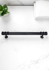 Resim Çizgili Nesli Alüminyum Metal Lüks Modern Mobilya Çekmece Mutfak Dolabı Kulpu Siyah 128mm 10 Adet Siyah 