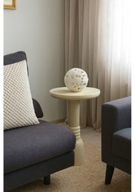 Resim Doğal Masif Ahşap Krem Renk Mantar Yan Sehpa Tekli Modern Tasarım - Coffee Table Krem 