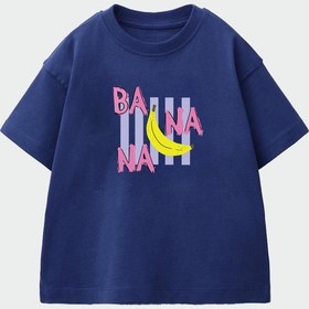Resim Monila Kız Çocuk Pamuklu Bisiklet Yaka Baskılı T-shirt Lacivert 