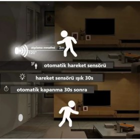 Resim Rultech 7 Adet Harekete Duyarlı Sensörlü Sarjlı Mıknatıslı Gün Işık LED Mutfak, Banyo, Yatak Odası LED Işık Cabinet Aydınlatma Kabinet 