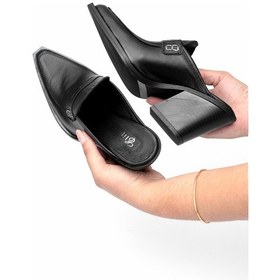 Resim Elit Sienna Kadın Hakiki Deri Topuklu Terlik Siyah Siyah 