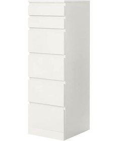 Resim Malm, Aynalı 6 Çekmeceli Şifonyer, 40x123 Cm, Beyaz Renk 