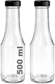 Resim Afracam 500 ml Şeffaf Sütun Cam Şişe Meşrubat, Meyve Suyu, Süt, Ayran, Su, Limonata Şişesi 500 cc Siyah Derin Metal Kapaklı Şişe 20 Adet 