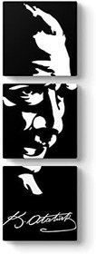 Resim Atatürk Silüet İmza Tablosu 30 x 96-3 Parçalı 