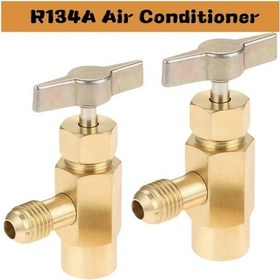 Resim Lumaworld 2'li Bakır R134a Soğutucu Musluk Seti 1/4" Sae Erkek 1/2" Acme Dişi Adaptörlü Kendinden Sızdırmaz 