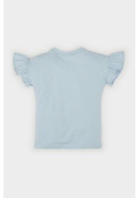 Resim DeFacto Kız Bebek Bisiklet Yaka Çiçekli Kısa Kollu Tişört Z9212A225SMBE343 Mavi 