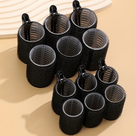 Resim 18 Parça Kendinden Yapışkanlı Saç Ruloları Seti, Farklı Saç Uzunlukları İçin Isıya Gerek Olmayan Kıvrıcılar Klipsli DIY Saç Şekillendirme Aracı Olarak 