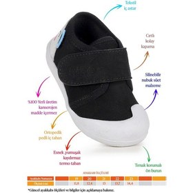 Resim Kiko Kids Catly Cırtlı Kız Bebek İlk Adım Panduf Ayakkabı Siyah 