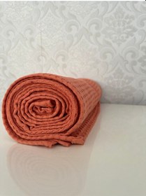 Resim Premium %100 Pamuk Çift Kişilik Yazlık Pike, Yatak Örtüsü,terletmez Kumaş Turuncu Renk 240x200cm Turuncu 