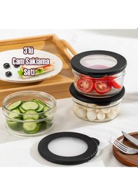 Resim Porsima 4380 Flat 3 Lü Cam Çok Amaçlı Saklama Kabı 