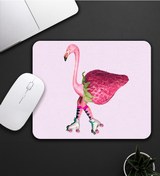 Resim Pembe Çilekli Flamingo Motifli Mouse Pad 23x19cm Fare Altlığı Kaydırmaz Taban De586 