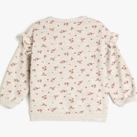 Resim Kız Bebek Sweat Fırfırlı Çiçekli Uzun Kollu Bisiklet Yaka Pamuklu 