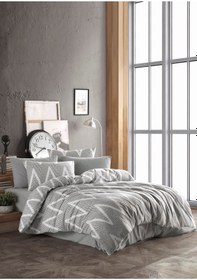 Resim Nevresim Seti Çift Kişilik Olivia Gri Gri 