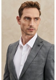 Resim AC&Co / Altınyıldız Classics Ekstra Slim Fit Dar Kesim Mono Yaka Kareli Takım Elbise - 556336968 Gri 