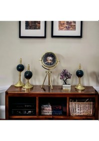 Resim Gold Metal Ofis Salon Otel Ayaklı Masa Saati 45 Cm M21 