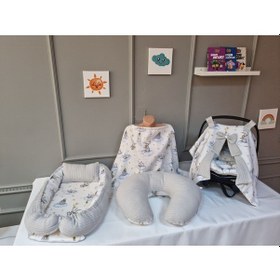 Resim 5'li Babynest Seti - Pike Kumaş Tavşan Gri Kombini 