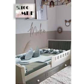Resim Mdf Stella Gri 90*190 Yavrulu Kapitoneli Karyola 
