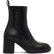 Resim Women's Black Zippered Thick Heeled Leather Boot Derimod