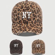 Resim Nasıl NY Distressed Leopar Desenli Düğmeli Beyzbol Kapağı, Nefes Alabilen Ayarlanabilir Golf Yaz Modası Eğimli Kenarlı Şapka, Hafif Polyester, Bağcıklı Kapanış, Elde Yıkanabilir - Siyah & Sarı, Leopar Desenli Şapka 