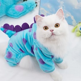 Resim 1 adet Evcil Hayvan Kıyafeti, Köpek Kedi Sonbahar ve Kış Sevimli Kalın Dört Ayaklı Kıyafetler, Küçük Orta Boy Köpek Dönüşüm Kostümü 