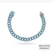 Resim RICH 925k SILVER BABY BLUE CUBA BRACELET (925K REAL SILVER) 