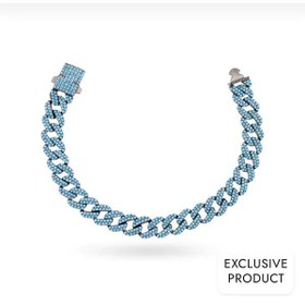 Resim RICH 925k SILVER BABY BLUE CUBA BRACELET (925K REAL SILVER) 