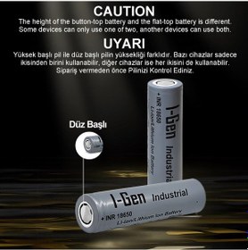Resim I-gen Industrial E003 Inr 18650 3.7v 2500 Mah 12c 9.25wh Li-ıon Şarjlı Pil Düz Başlı Lityum Pil Tekli Paket 