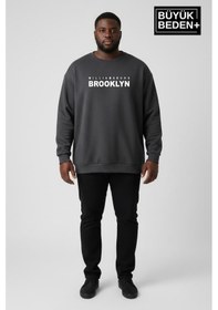 Resim Süperlife Erkek Büyük Beden Willams Brooklyn Baskılı Bisiklet Yaka İnce Sweatshirt Spr26bsw956-16 Antrasit 
